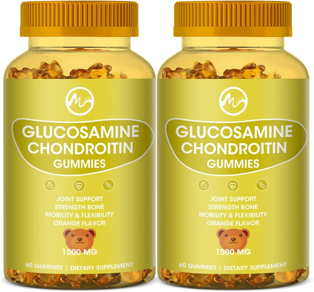 Glucosamina Condroitin Gummies con MSM - 1500mg Extra Forza per il Supporto Giunto, Supporto Immune - per Adulti, Uomini & Donne, 60 Conte, Confezione da 2