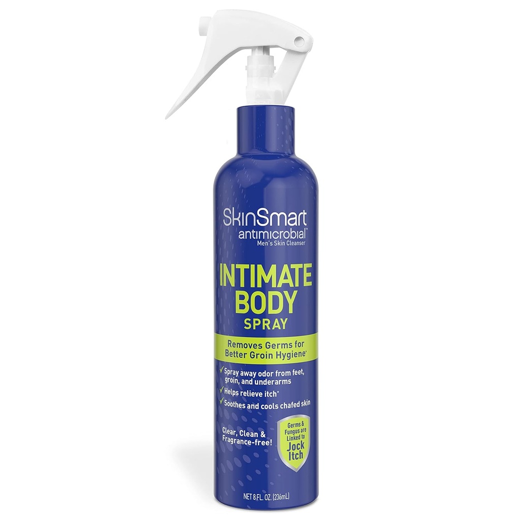 SkinSmart Men’s Intimate Spray, Doccia a base di ipocloro in una bottiglia, Rimuove i batteri collegati a Jock Itch e Foul Odors per, 8 oz Spray Bottiglia