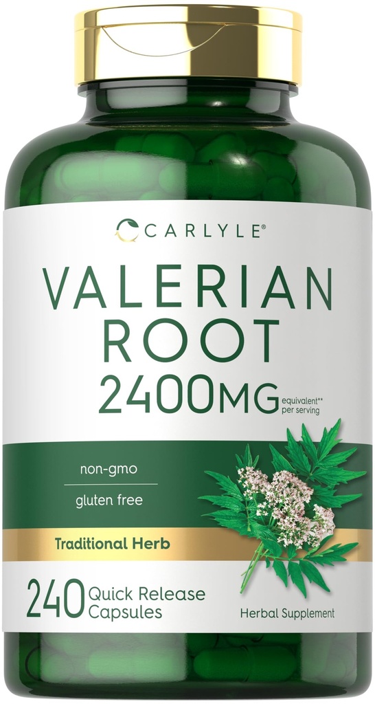 Carlyle Valerian Root Capsule 2400mg | 240 Count | Herb Extract Supplement | Non-GMO, Gluten Free