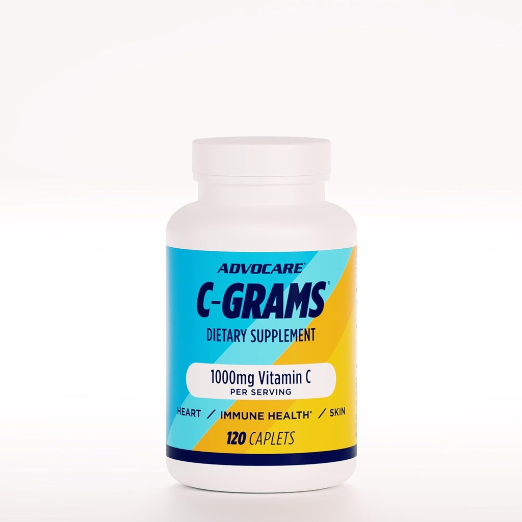 AdvoCare C-Grams - Supplemento dietetico Premium per la cura della pelle, il supporto immunitario e la salute cardiovascolare* - Contiene vitamina C, magnesio e altro - 120 Caplets