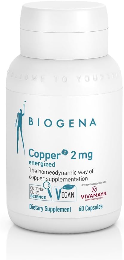 Biogena Copper 2 mg Energizzato - in La forma di Citrato facilmente assorbita e ben tollerata - 60 capsule