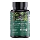 PlantFusion Organic Vegan Vitamin D3 + K2 5000 IU, 50MCG – Vitamina D Sorgente da Licenziano Basato sulle piante e Vitamina K2, per il Supporto Immune e la Salute Bone - 60 capsule