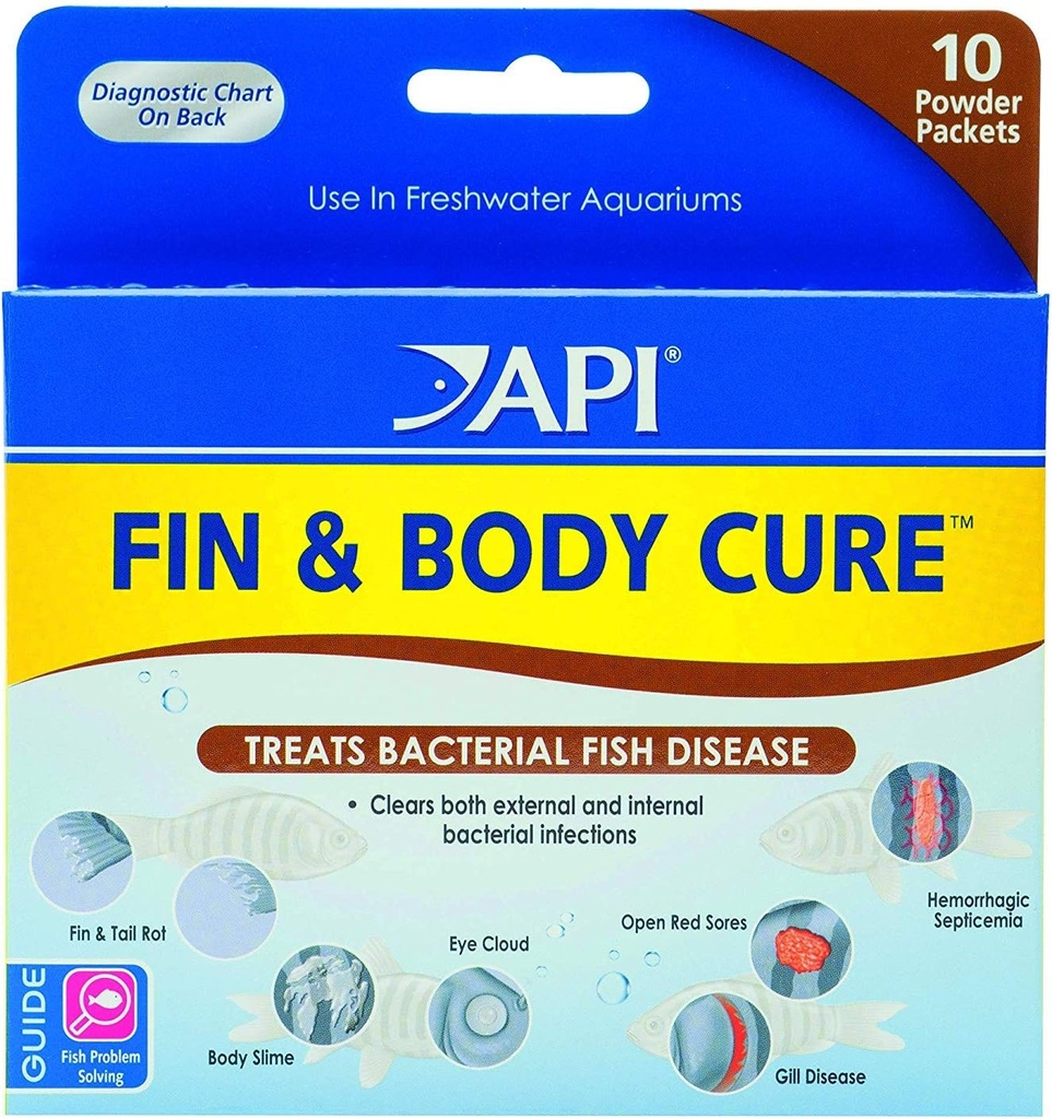 API 2 Confezione di Fin e Body Cure Pesce d'acqua dolce Polvere per il trattamento delle malattie batteriche, Treats corpo Slime, Eye Cloud, Fin e Tail Rot, e Gill Disease (10-Count) (2 articoli)