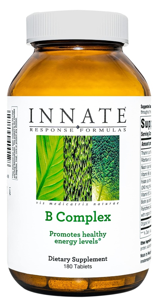 Formula di risposta INNATE B Complex - Integratore di vitamina B - Supporta la produzione di energia cellulare e il metabolismo - Vegan, Kosher, Progetto non OGM verificato - Fatto senza 9 allergeni alimentari - 180 compresse