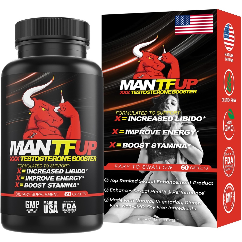 MANTFUP Vitality Enhancer per gli uomini | Booster testosterone ad azione rapida e supplemento giornaliero per sostenere la salute maschile & Libido | Potenciadores de Testosterona | Made in USA (1 Mese di alimentazione, 60 Caplets)
