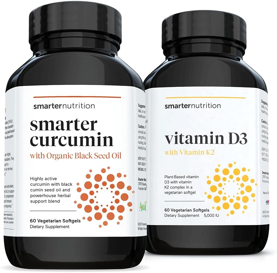 SMARTERNUTRITION Curcumina - Potency and Absorption + Plant-Based Vitamin D3 Immune Support con Vegan K2 Complex