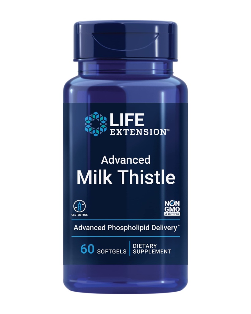 L'estensione di vita Latte avanzato, silimarin, silybin, fosfolipidi, promuove la funzione di fegato sano, senza glutine, non OGM, 60 softgels