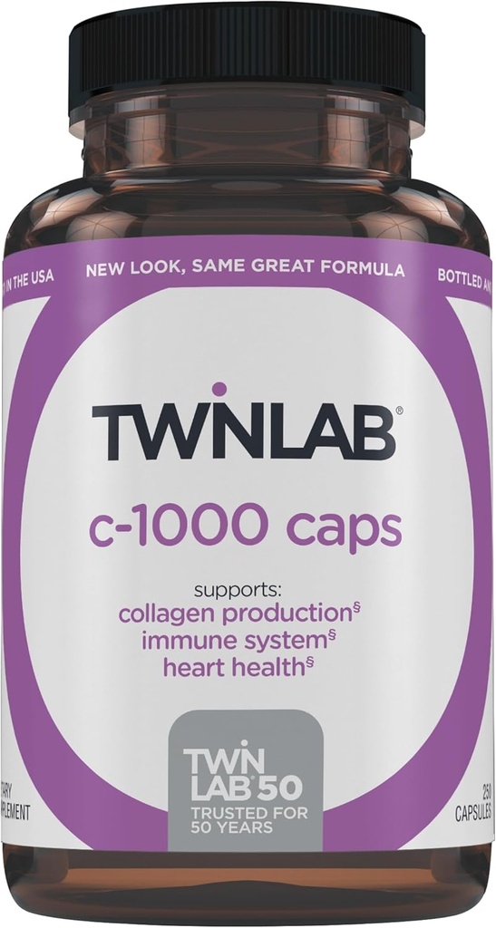 Twinlab C-1000 Caps - Vitamina C Integratori di Supporto Immune per Uomini e Donne - 250 Capsule