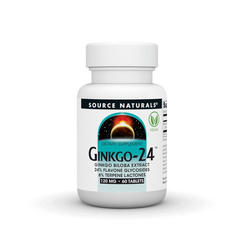 Fonte Naturals Ginkgo-24 - Ginkgo Biloba Estratto 120 mg Supporta l'acutezza mentale - 60 compresse