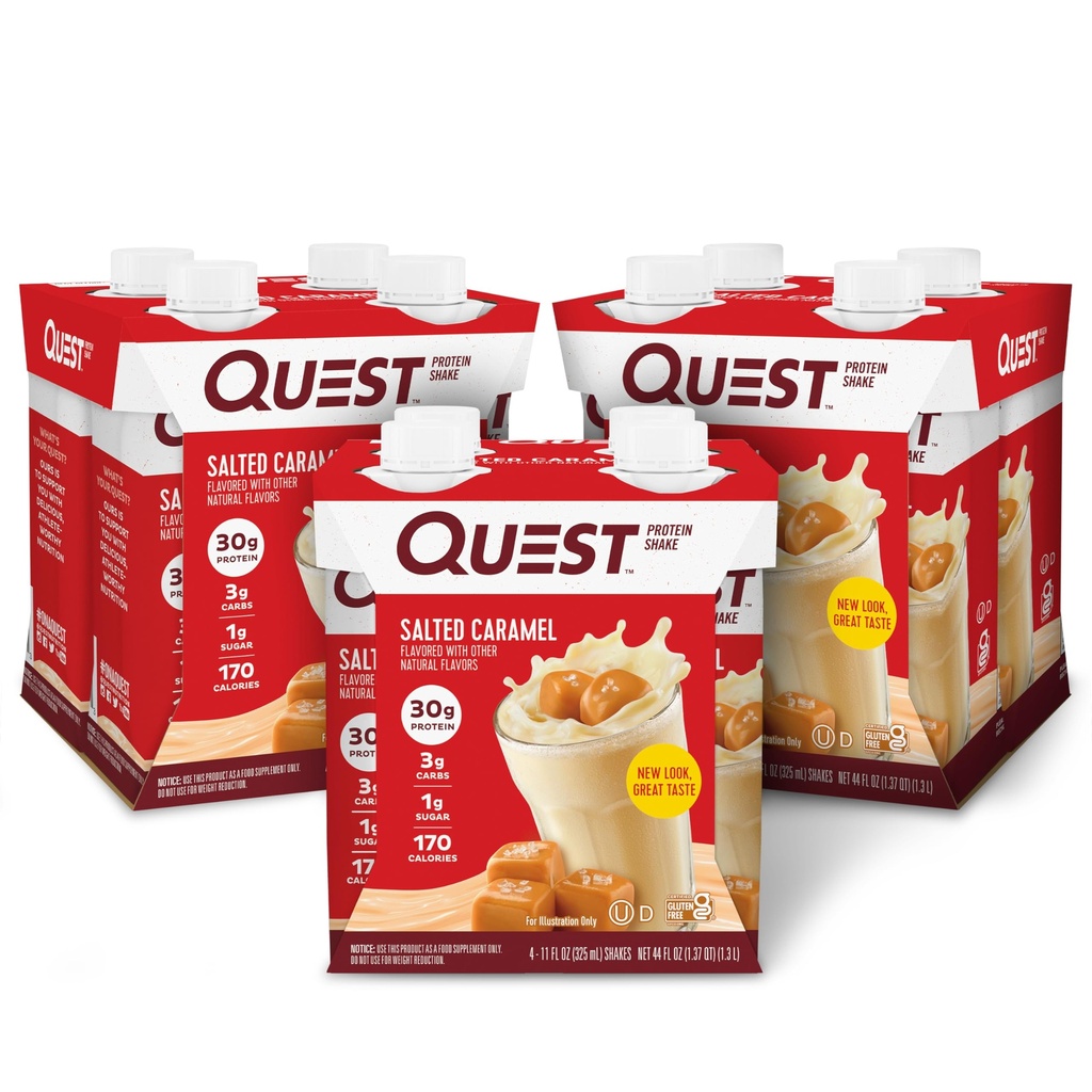 Quest Nutrizione Pronta a Bere Sciapa di Proteine di Caramel salate, 30g Proteine, Carbi Nette 3g, Senza Glutine, Keto Friendly, 11 fl.oz 4 Conte(Pack of 3)