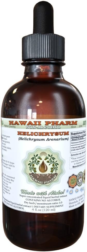 Estratto di liquido senza alcool di Helichrysum, Helichrysum organico (Helichrysum Arenarium) Dried Flower Glycerite Hawaii Pharm Natural Herbal Supplement 2 oz