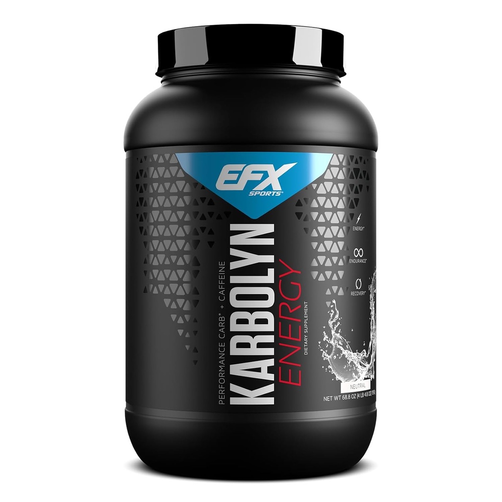 EFX Sports Karbolyn Energy | Prestazioni Carboidrate Powder + Caffeina | Carb Load & Energize | 250mg Caffeina | Sugar Free | 38 Servings (Neutral)