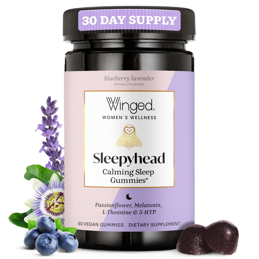 Gummie di sonno naturali per il sonno della testa di sonno per le donne - primo sonno aiuto per gli adulti con la melatonina 3mg, L-teanina, 5-HTP - Blueberry Lavender aromaed - 30 Serve