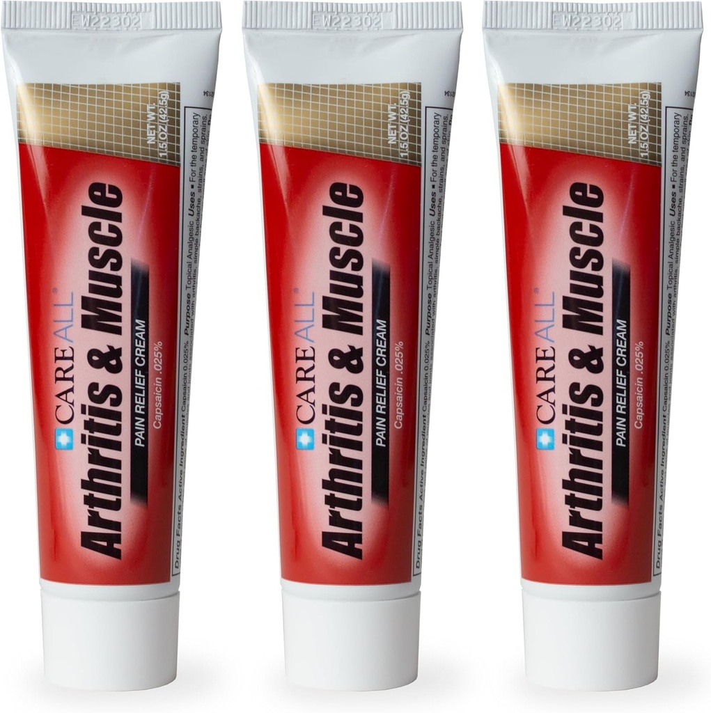 CareAll Capsaicina Artrite, Muscolo, e crema comune 1,5 oz (3 Confezione), Rilievo di dolori minori e dolori da Backache, Sprains, Strains, Artrite. Fragranza gratuita