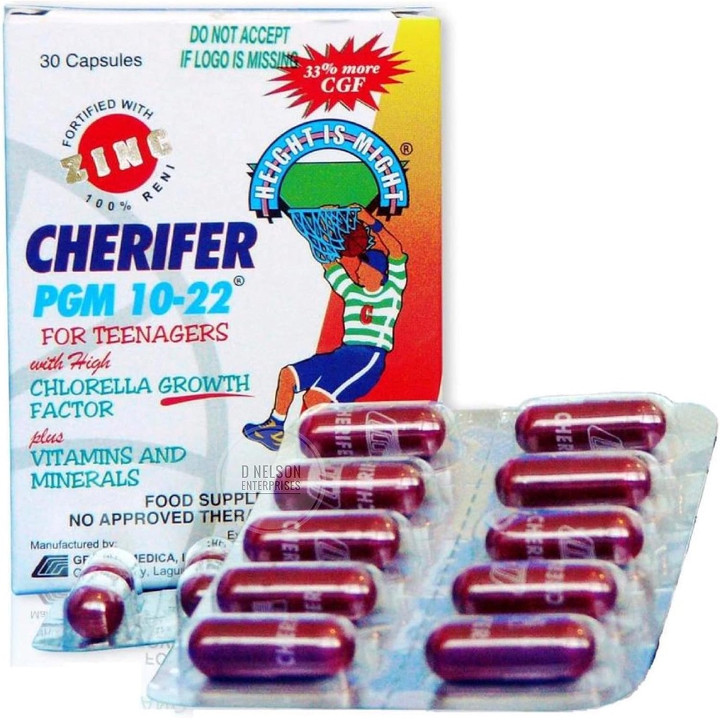Cherifer PGM 10-22 Fattore di crescita di clorella alta (CGF) con zinco, 30 capsule