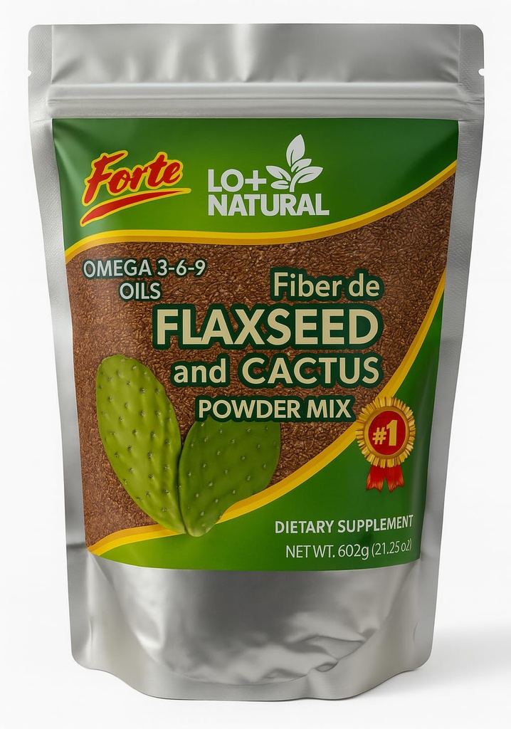 Linaza con Nopal Forte – 8 oz – 100% polvere di cactus naturale & Nopal – Supporto digestivo Fiber-Rich – Integratore alimentare di miscela di terra – Vegan & Non OGM