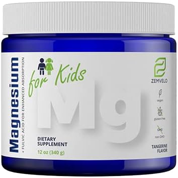 Tangerine Flavor Magnesium Powder Supplement per bambini | Supplementi per bambini | Crescita e sviluppo | Mood bilanciato | Supporto sonno | Magnesio per bambini | Solo Aggiungere acqua