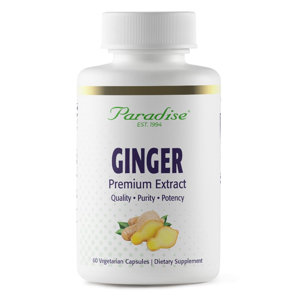 Estratto di zenzero di Paradise Herbs Premium per la salute digestiva, Super Potent, Ultra Pure, Vegan, Non OGM, Gluten Free, 60 capsule vegetariane