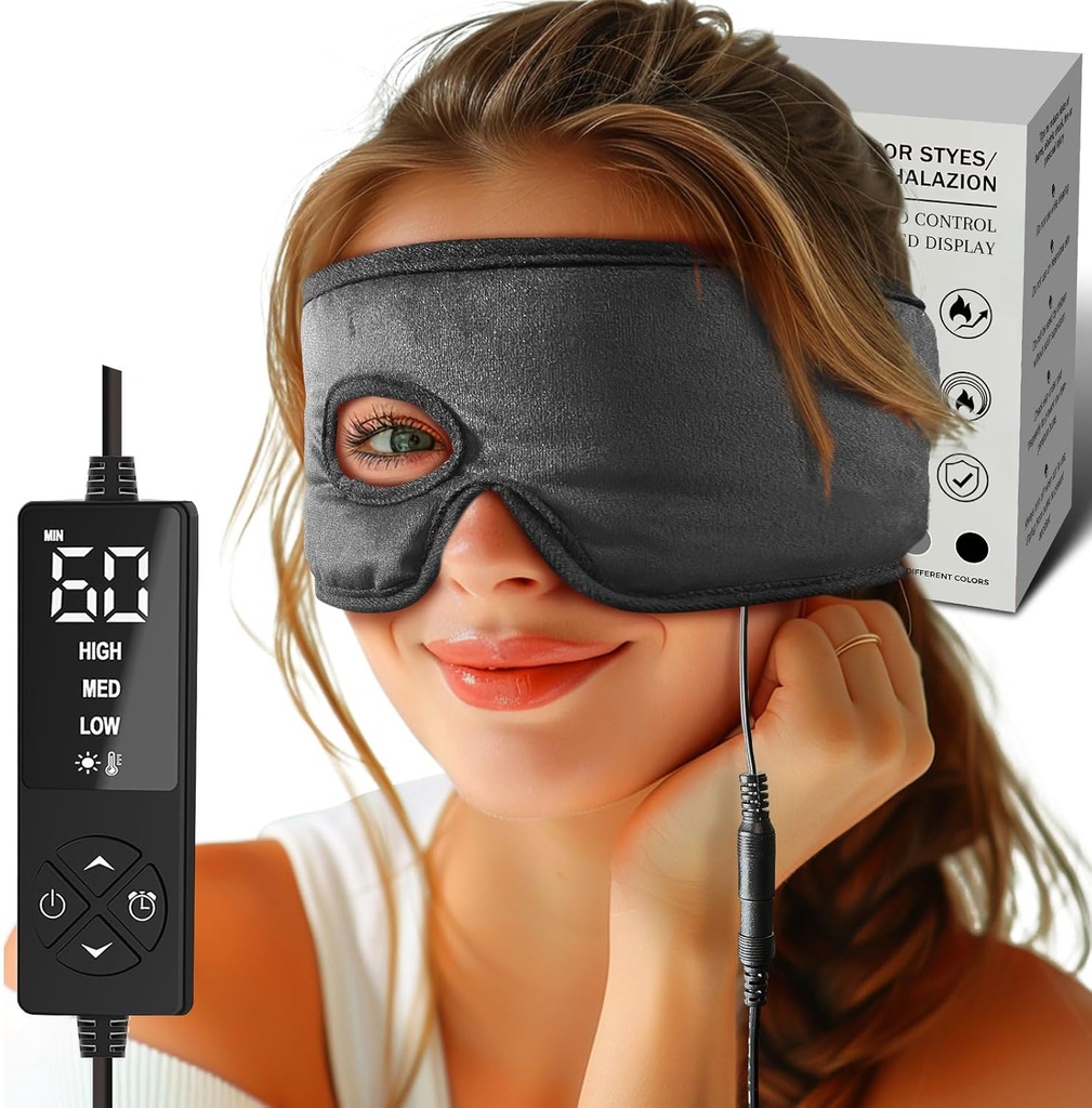 Maschera per occhi riscaldata - Rimozione per occhi, Compressore caldo per gli occhi, Compressore per occhio di calore umido per il sollievo di Stye e Blepharitis, Pad per il riscaldamento degli occhi per il trattamento di Chalazion