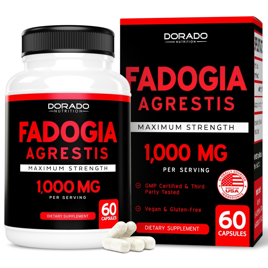 Fadogia Agrestis Extract 1000mg per Serving - [Maximum Strength] - Forza, Guida, Performance atletica, Massa muscolare - Terze Parti Testate - Filler Zero - Gluten Free, Non-GMO, Capsule Vegan