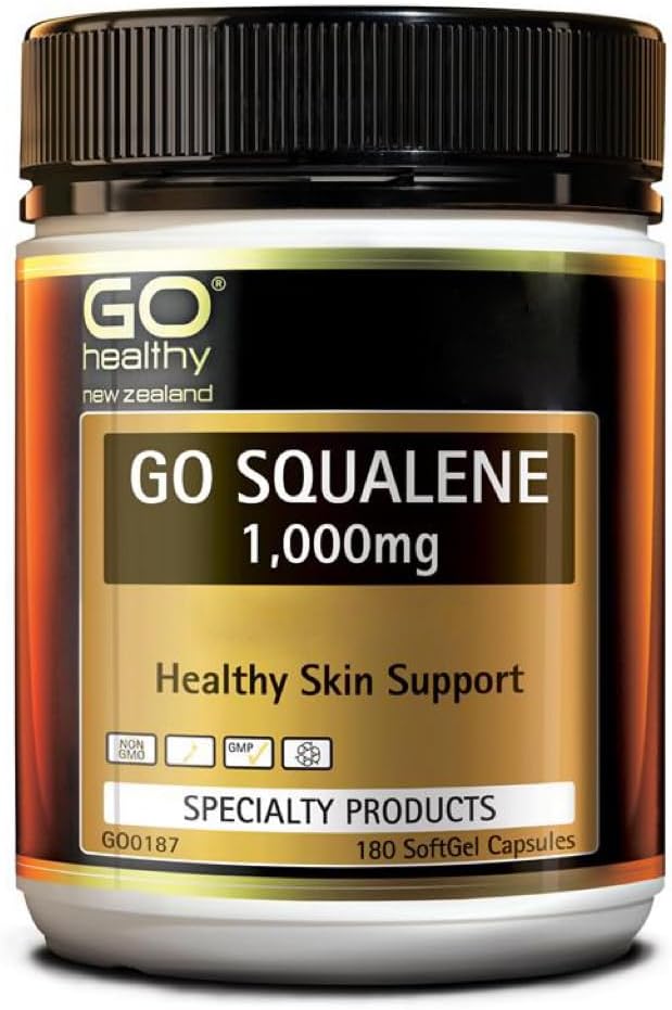 Go Healthy Go Squalene Skin Support, protezione antiossidante, livello di colesterolo Supporto 1000mg 180 Softgel Caps