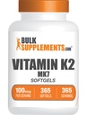 BulkSupplements.com Vitamin K2 Softgels - Vitamina K2 MK7, Integratori di Vitamina - Gluten Free, 1 Softgel per Serving, 365 Conte (Pack of 1)