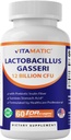 Vitamatic Lactobacillus Gasseri - 12 miliardi per DR Capsule - 60 Count - Supporto Digestivo - Realizzato con fibra Prebiotica Inulina