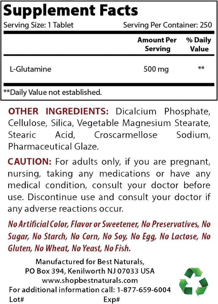 I migliori naturali L-Glutamina 500 mg & L-Citrullina 1500 mg