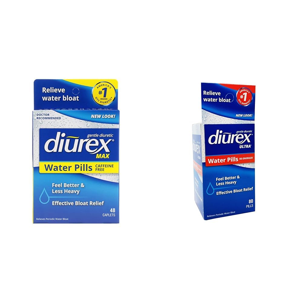 Diurex Max - Pillole d'acqua diuretiche senza caffeina di massima resistenza - Sentire meglio e meno pesanti & Ultra Re-energizing Pillole d'acqua - Allevia Bloat dell'acqua - Sentire meglio e meno pesante - 80 conte