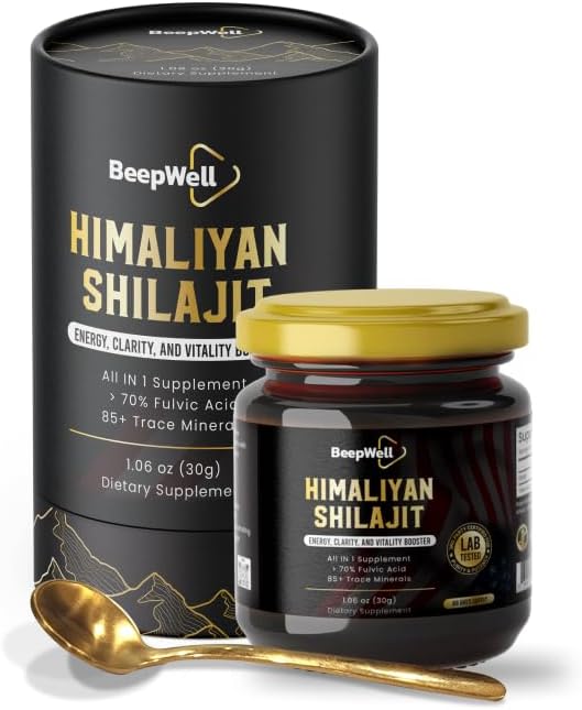 BeepWell Shilajit Resina Generico – Pure Organic Himalayan Shilajit Natural Resin Men Women Chilajil 70% Fulvic Acid 85+ Trace Minerals 60 Servings 1.06 oz