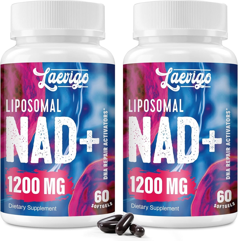 Liposomal NAD+ Supplemento 1200mg ad alto assorbimento, energia cellulare e supporto mitocondriale, NAD Plus per longevità e vitalità, Formula antiinvecchiamento, 120 Softgels