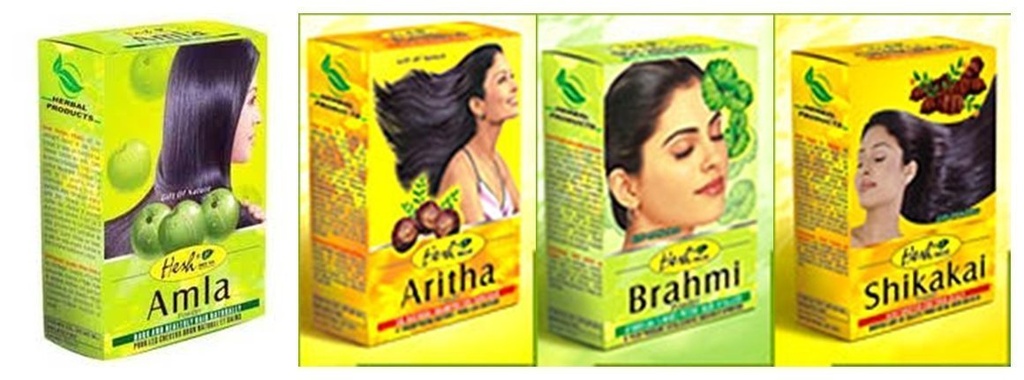Polvere di Amla di Hesh 100G, polvere di Brahmi 100G, polvere di Shikai 100G, polvere di Aritha 100G - 1 pacchetto completo di Combo di cura dei capelli