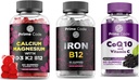 Prime Code Calcium Gummies per le donne e gli uomini con vitamina B12 Vitamina K2 & Vitamina D3, Iron Gummies per le donne e gli uomini, [2 in 1] CoQ10 200mg & Vitamina C