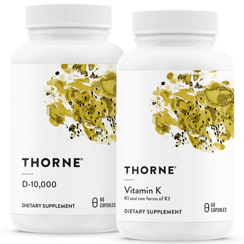 THORNE - Bone Health Bundle - Vitamina D3 & Vitamina K - Supporta Bones sani, muscoli denti, cardiovascolare e funzione immunitaria - 30 a 60 Serve