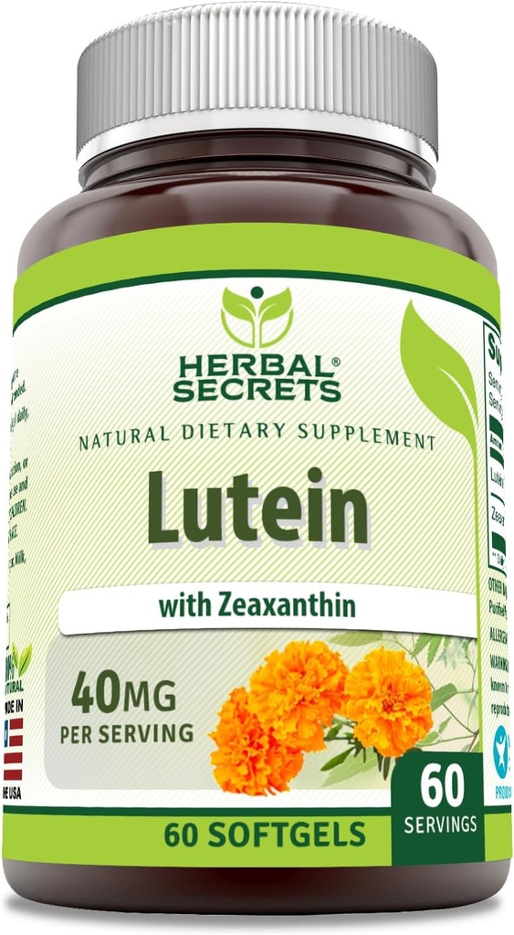 Herbal Secrets Lutein con Zeaxanthin Supplemento | 40 Mg Per Serving | 60 Softgels | Non-GMO | Gluten-Free Made in USA