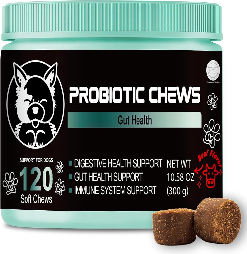 Cuciture per cani V-EST – Disponibile in 3 formule: Calma, Multivitamina o Probiotici – Soft Chews Chicken Flavor – Aiuta Stress & Ansia – 120 Conte