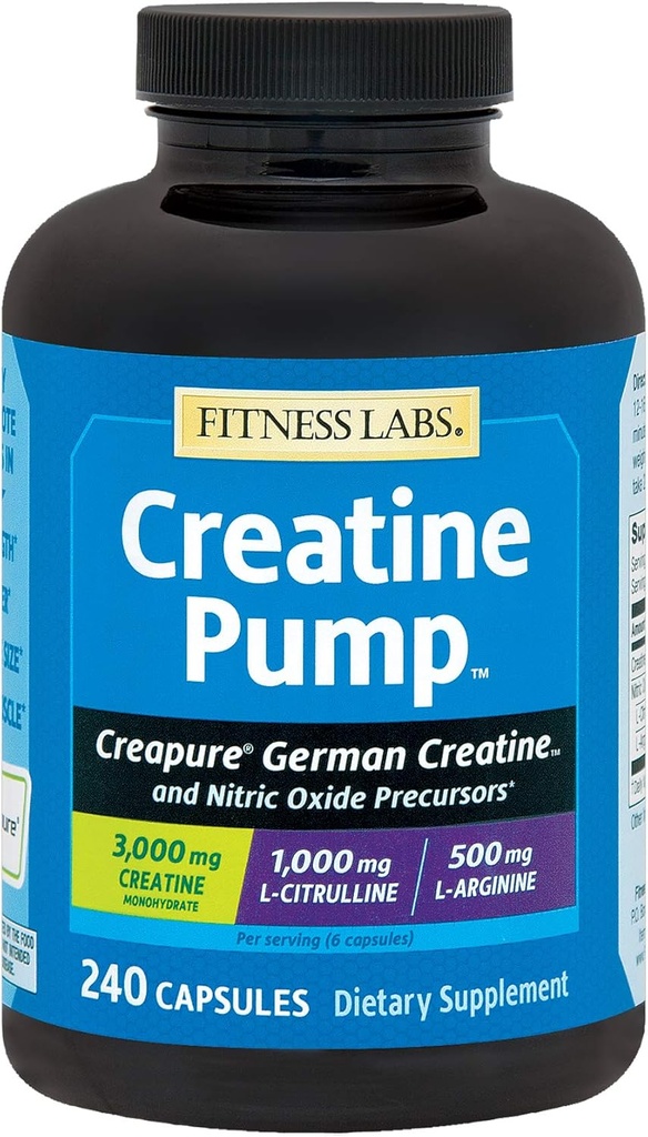 Pompa di Creatina di Labs Fitness con L-Citrulline, L-Arginina e Creapure Monoidrato Creatina - 240 capsule