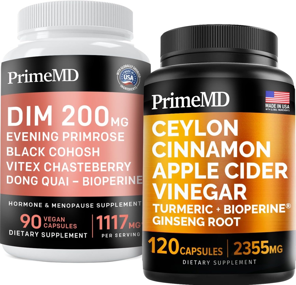Cannella di Ceylon (1pk) e supporto di Menopausa (1pk) Integratore Bundle - Vitamine potenti per Cuore, Metabolismo, Ormone e Supporto Immune - Non-GMO, Vegan, Senza Glutine