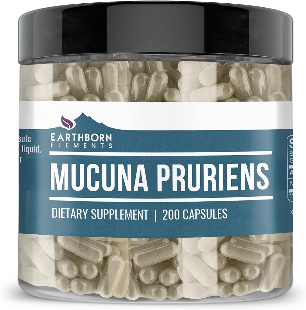 Estratto di Mucuna Pruriens, 200 capsule, senza additivi o filler