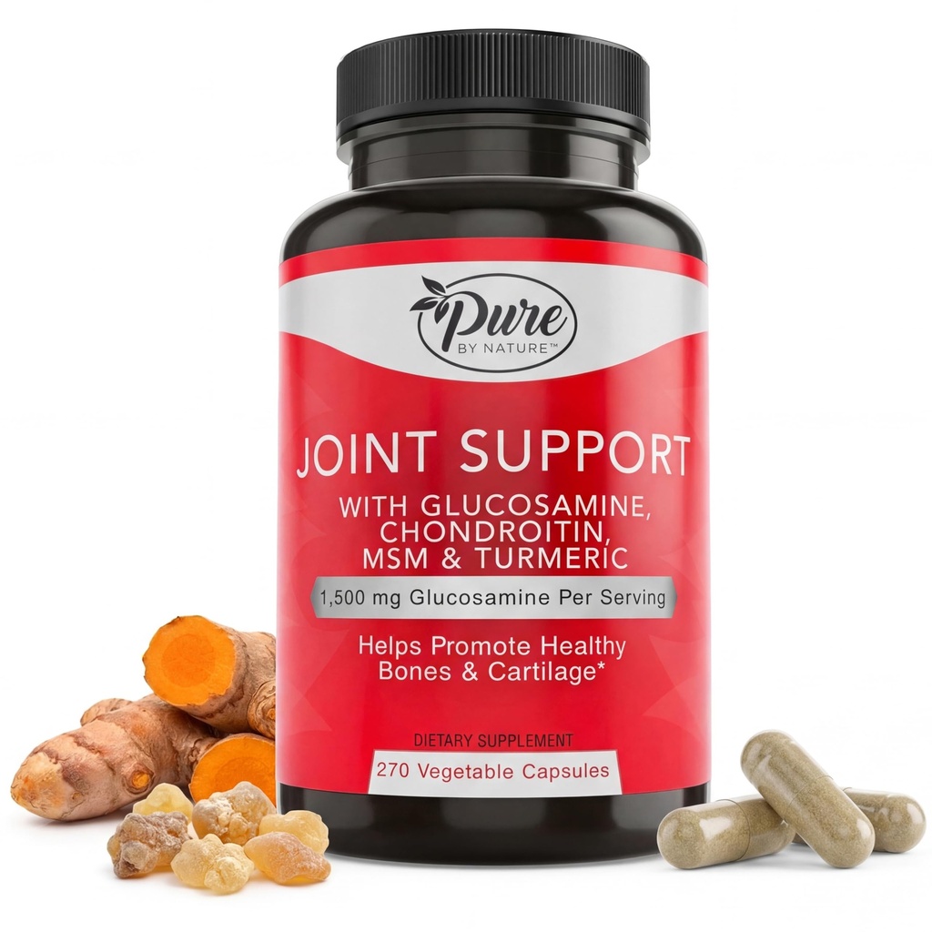 Pure By Nature Joint Support, Glucosamina con Chondroitin Turmeric MSM Boswellia Supplemento, 270 capsule