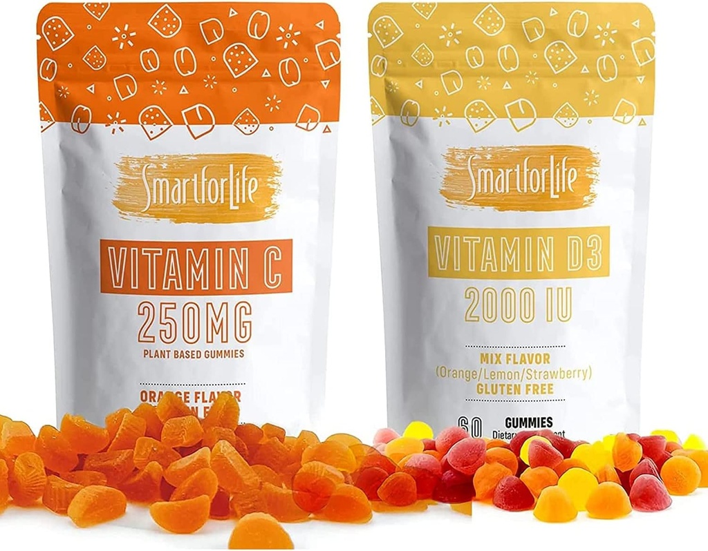 Smart for Life Vitamin D 3 Bundled con Vitamina C Gummies per tutta la famiglia