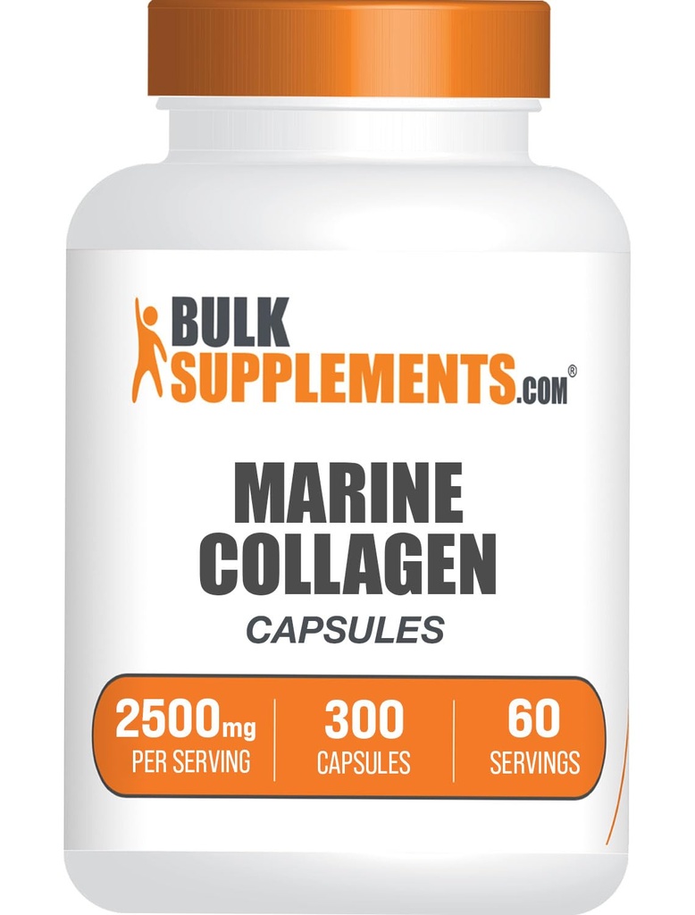 BulkSupplements.com capsule di collagene marino - Integratore di collagene di pesce, collagene per le donne e gli uomini - Collage idrolizzato, senza glutine, 5 capsule per porzione, 300 capsule (confezione di 1)