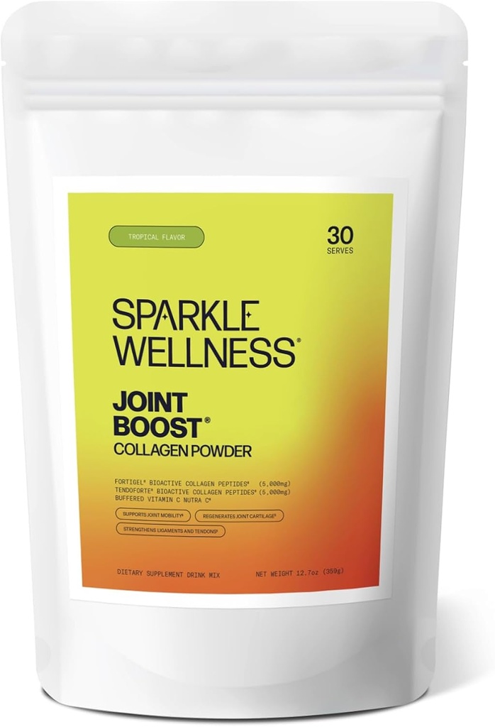 Spumante benessere FORTIGEL & TENDOFORTE Collagen Peptides | Polvere di collagene con vitamina C di ascorbuto di calcio per sostenere la mobilità congiunta, Tendon & Ligament Health | Joint Boost (Tropical) [30-Serves]