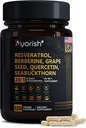 Integratore di resveratrolo | Estratto di semi di berbino Quercetin Estratto di tè verde Acai Noni Polyphenol Supplemento per le donne & uomini, N-Acetyl Cysteine NAD Booster 120 Conte