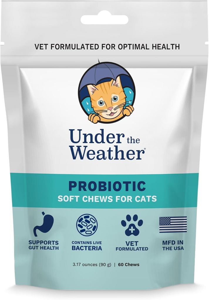 Sotto il Meteo Pet Probiotic Chews per Gatti | Promuove Digestione Normale, Equilibri Salute Gut | Cuscini morbidi a forma di 60 stelle