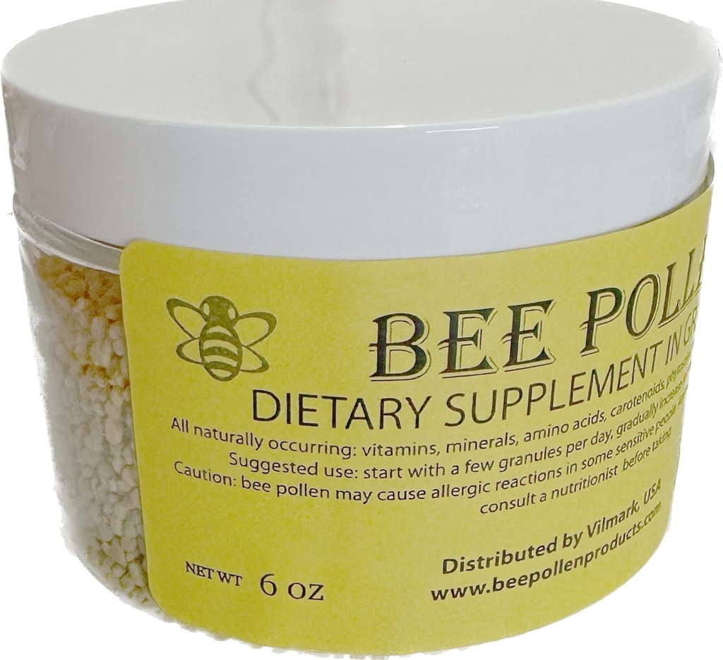 6 oz BEE Pollen 100% Pure Natural Non Processed Bee Pollen Granules 6 oz in vaso