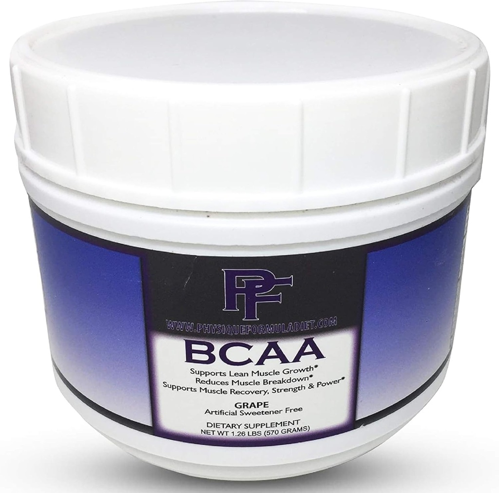 Formula BCAAs Fisica con Stevia Tutti gli aminoacidi a catena ramificata naturali Polvere con Glutamina & addolcita con Stevia. Caffeina e Sucralose Grape Flavor senza zucchero