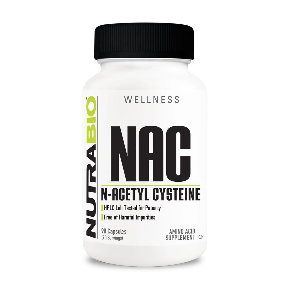 NutraBio N-Acetyl Cysteine Supplement (NAC) - 90 capsule, 600mg ciascuno - potente antiossidante - Supporto immunitario - Boost Glutathione