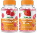 Calcio vitale, Magnesio, Zinco & Vitamina D + Melatonina 20mg, Gummies Bundle - Grande Degustazione, Integratore di vitamina, Senza glutine, OGM Free, Gummy masticabile