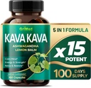 GriMed Kava Kava 19,700mg - X 15 Power con Ashwagandha Lemon Balm - Forza, Relax, Ripristino, Calma - Made in USA (100 Count (Pack of 1))